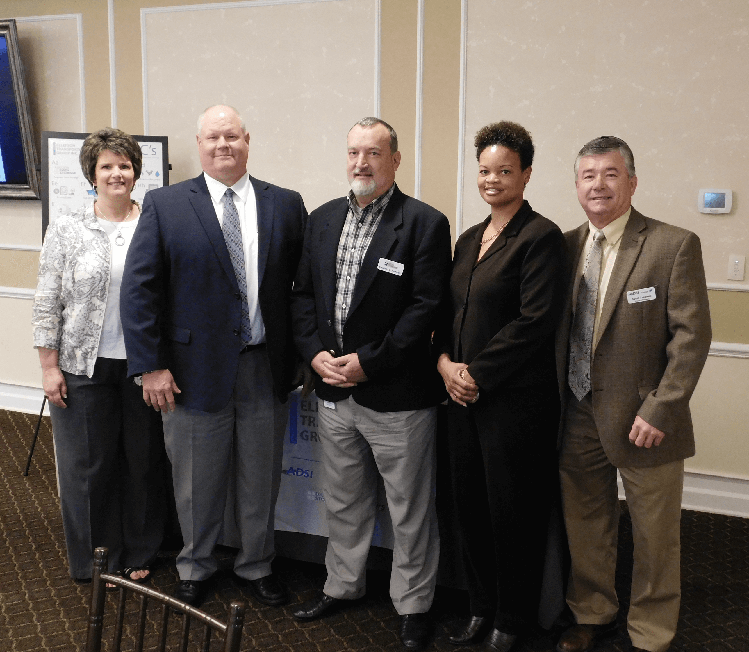 Ellefson Transportation Group sponsored this month's Women in Business Luncheon and a talk on Identity Theft Protection and Prevention. A few of our team members had the opportunity to attend the event. Pictured (LtoR): Anita Ellefson, Brian Ellefson, Stephen Hamrick, Bridgett Summerour, Scott Creswell